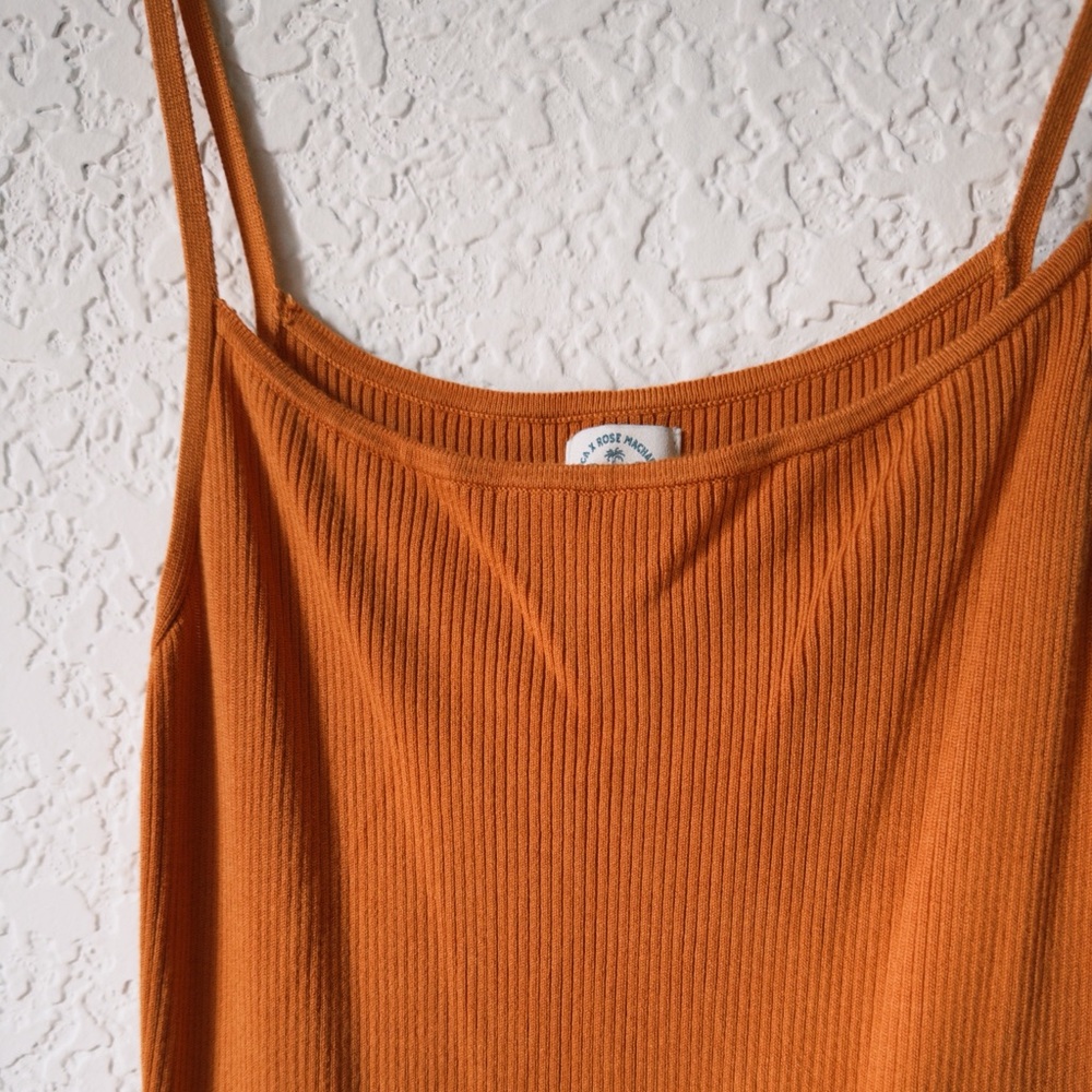 RVCA X ROSE MACHADO RUST COPPER ORANGE RIBBED SPAGHETTI STRAP MIDI DRESS SMALL - Picture 4 of 5